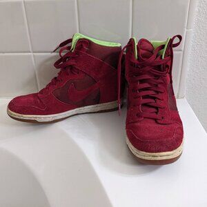 Nike Dunk Sky Hi Neon Hidden Wedge Heel Red Camo Sneaker - Women's Size 8.5